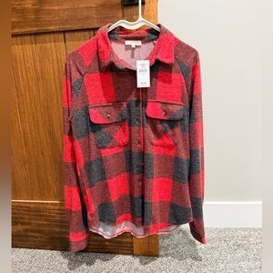 Modish Rebel Brushed Buffalo Plaid Button Up Shirt Size XS